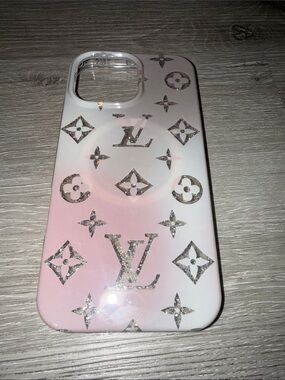Louis Vuitton Pink White Glitter iPhone 16 Pro Max Case Designer Luxury Monogram